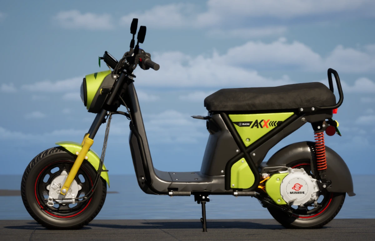 Emobi's electric two-wheeler, the AKX, will incorporate Musashi's e-Axle Technology. Featured Image